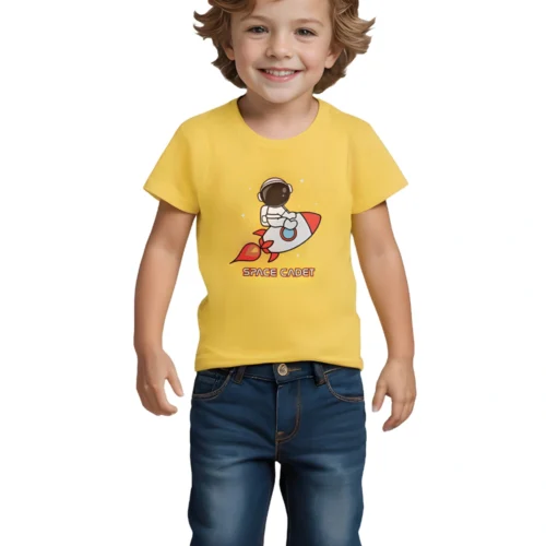 Boys Cotton T-Shirt – Space Cadet – Dandelion Yellow – Ages 2 to 6