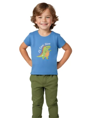 Buy All Aboard Blue Lil Cool Dino T-shirt for Boys – Soft Cotton Tee
