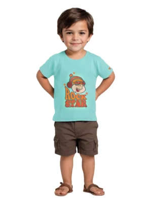 Buy Biscay Green Rock Star T-shirt for Boys – Soft Cotton Tee (Ages 2–6)
