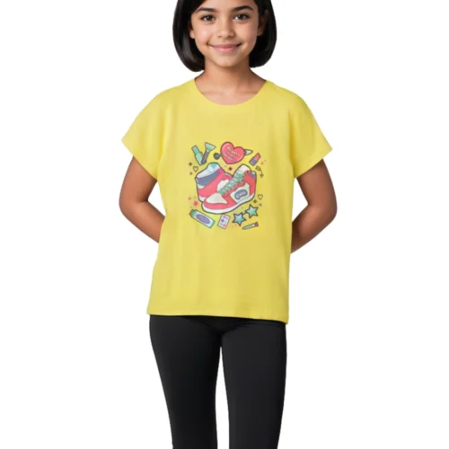 Girls T shirt Cotton Blazing Yellow Beauty Queen